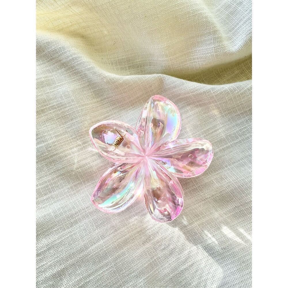 Iridescent pink plumeria hair claw